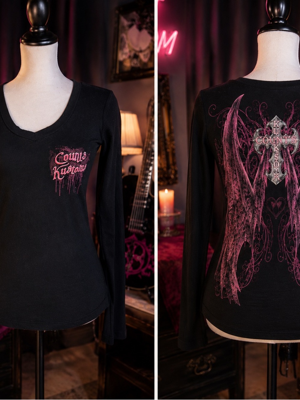 Kimberly Koker Count’s Kustoms Women’s Gothic Wing Long Sleeve Shirt